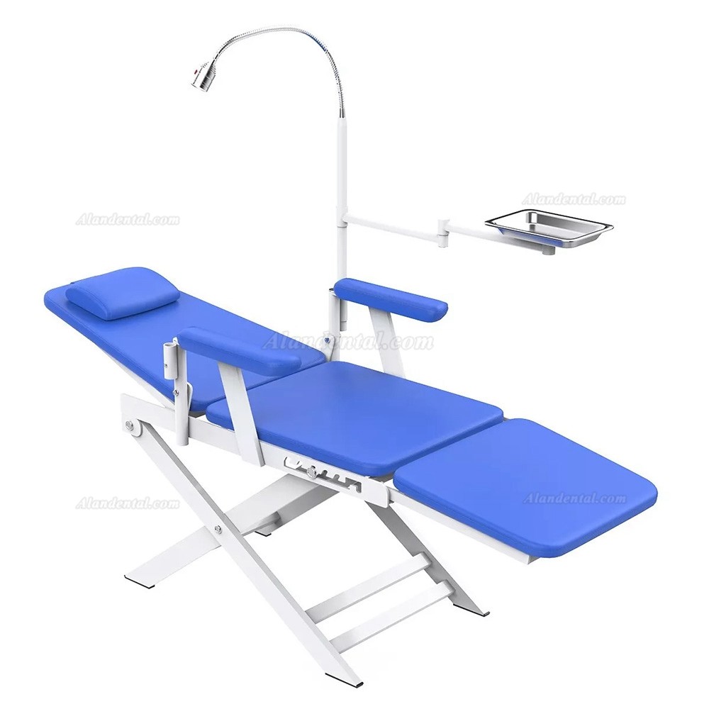 Dental Portable Folding Chair / Mobile Dental Chair with LED Light Lamp & Dental Tray